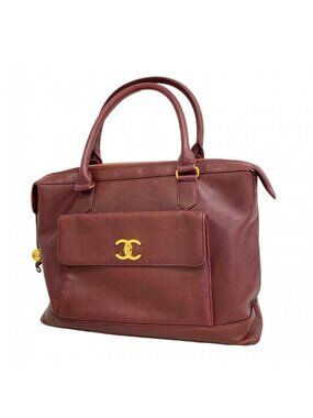 Chanel Handbag Caviar Leather Bordeaux Gold